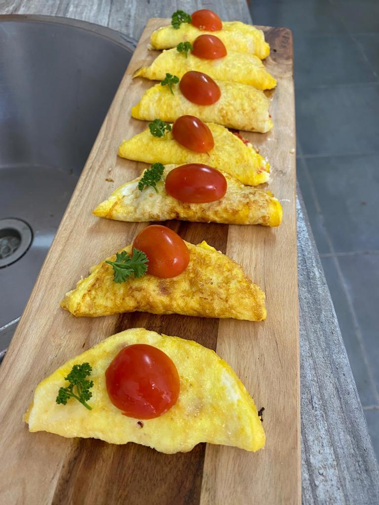 Sample dishes were served – miniature vegetarian omelettes